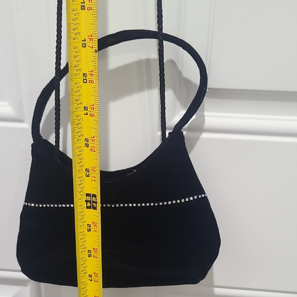Black Shoulder Bag with Rhinestone Accent - Picture 7 of 9